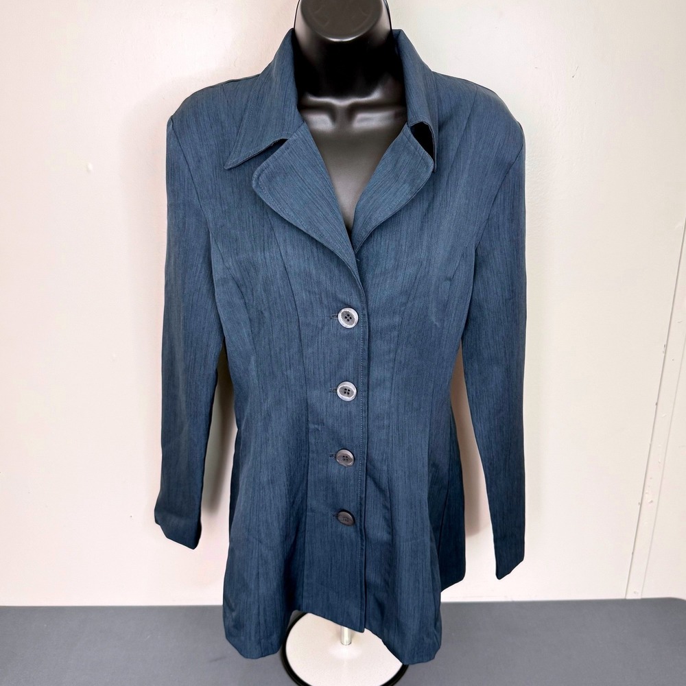 Vintage Stella Blazer Womens S Blue Longline 4-Button Vintage Jacket Office